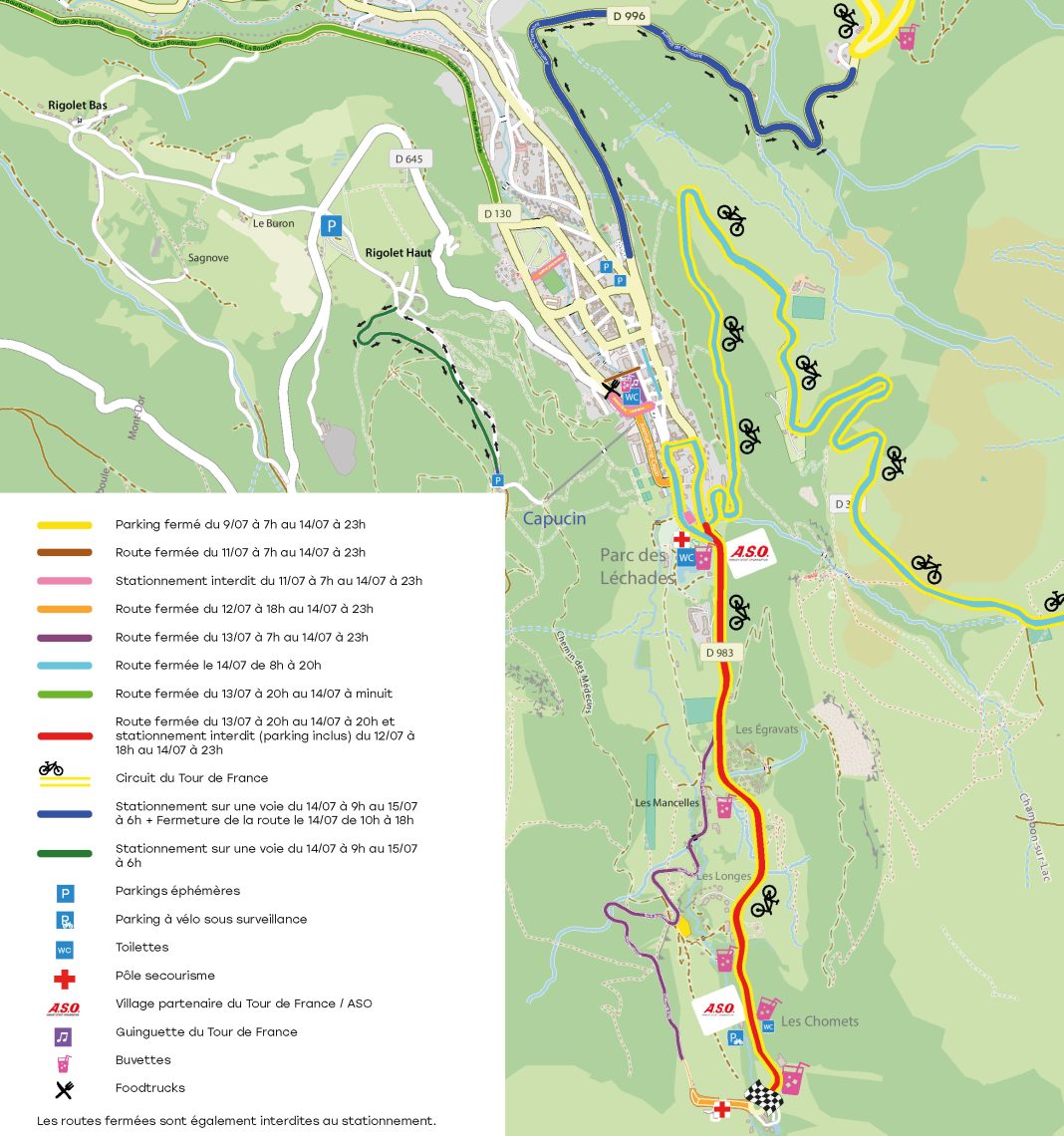 Plan d'accès du Mont-Dore pour le Tour de France 2025