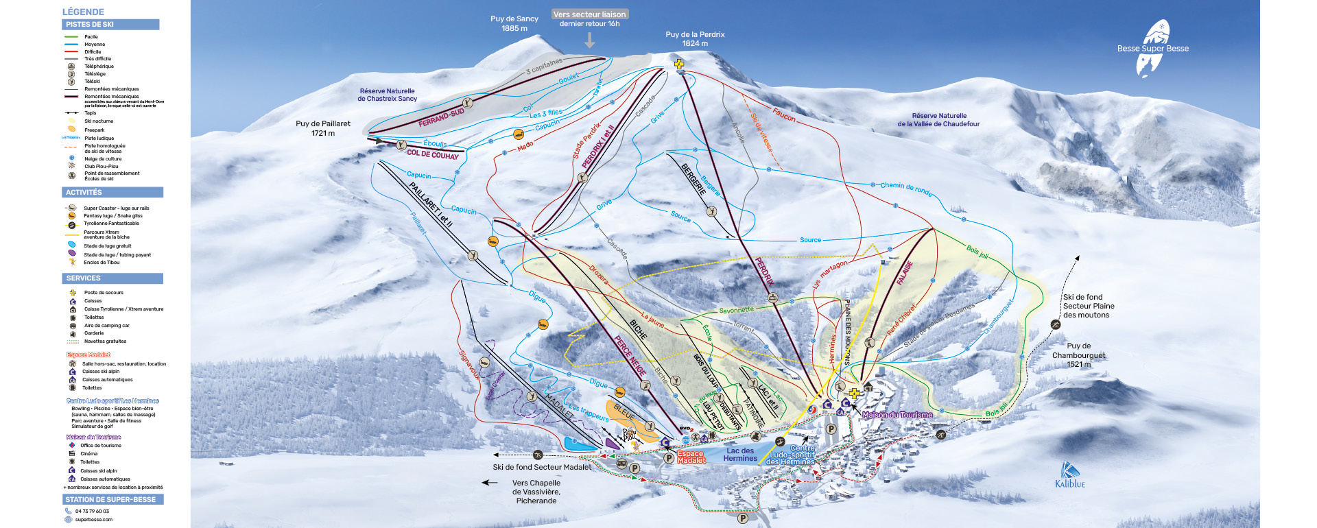 Plan des pistes station de Super-Besse 2025-2026
