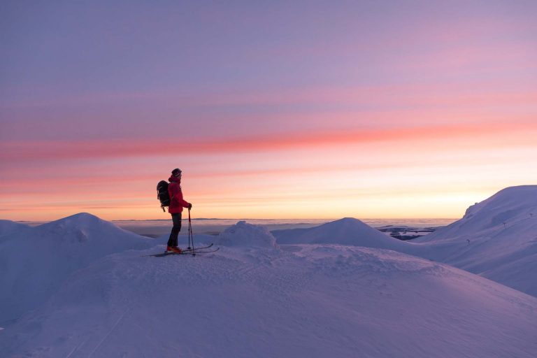Sunrise on ski touring in the Massif du Sancy