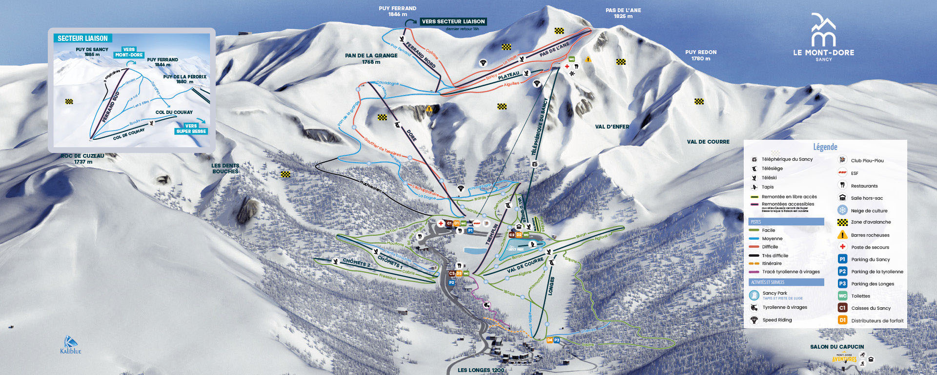 Downhill ski maps Mont-Dore resort